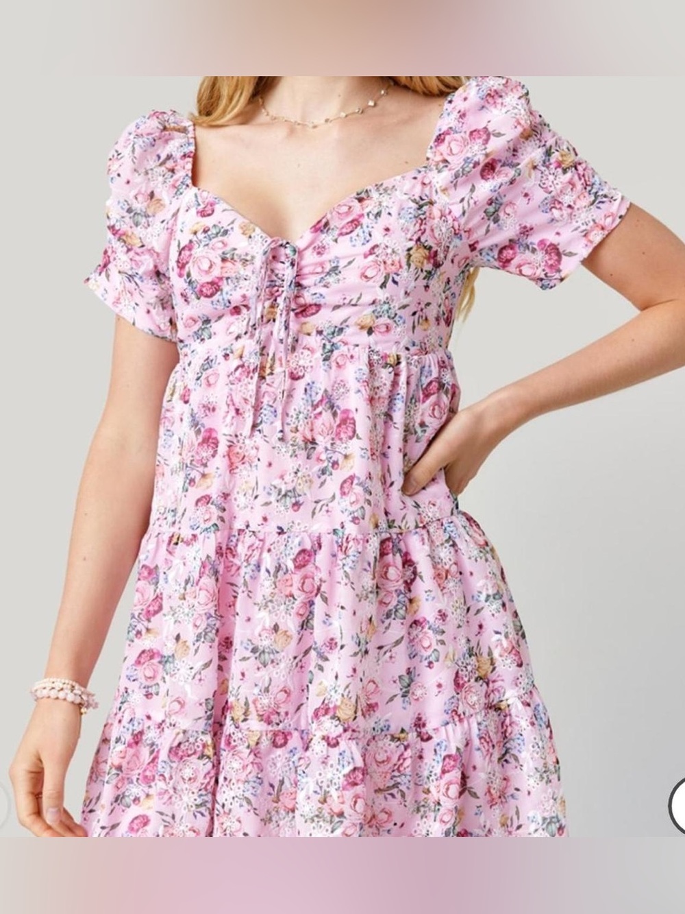 Rewind Floral Smocked Babydoll mini dress Sz XL